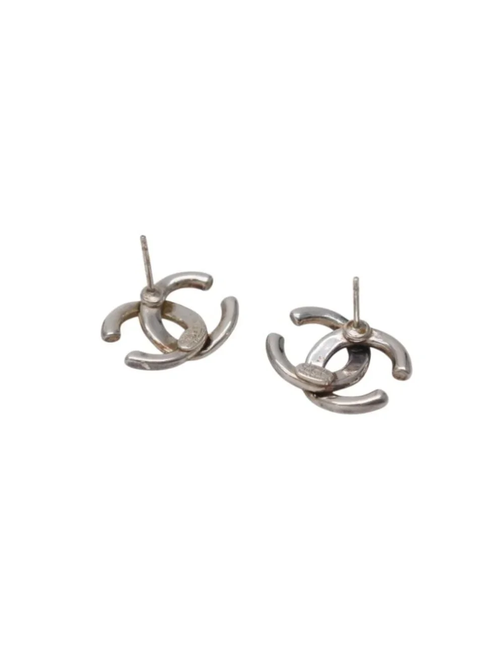 Chanel CC Logo Earrings Silver Color 01